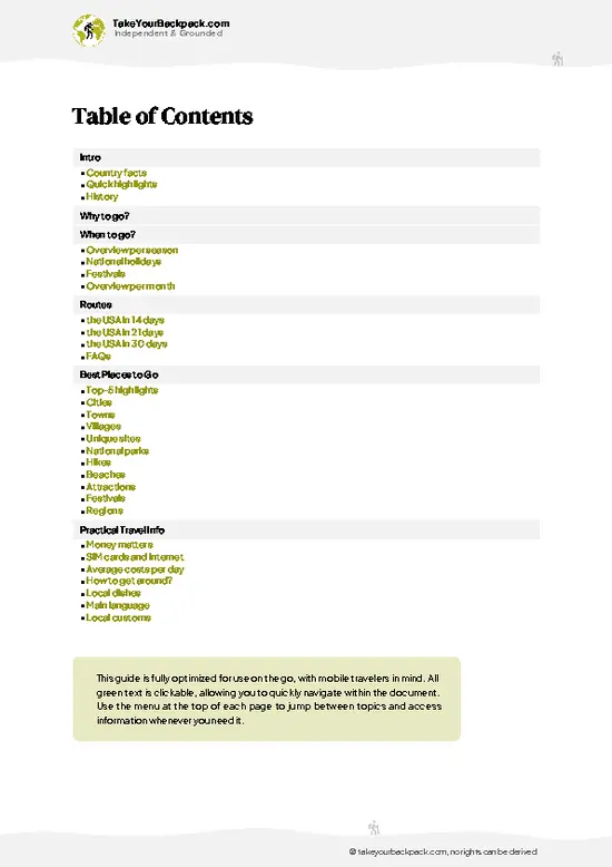 example page 2 from our offline Travel Guide for United States